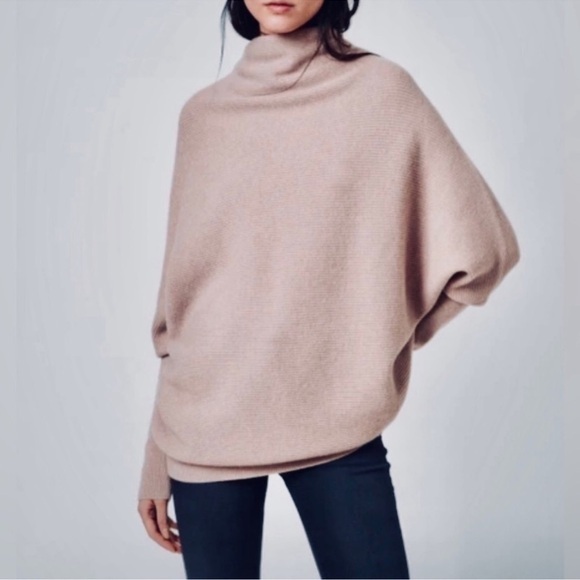 AllSaints Ridley Jumper Pink Cowl Neck Cashmere Wool Sweater Knit Size Large - Picture 1 of 8